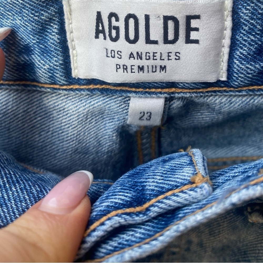 AGOLDE Feel Good High Rise Classic Jeans Distressed Button Fly I Size: 23 - Picture 8 of 11